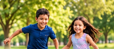 Children running in a park